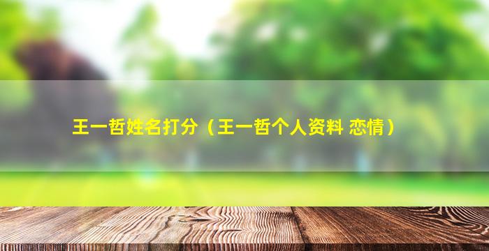 王一哲姓名打分（王一哲个人资料 恋情）